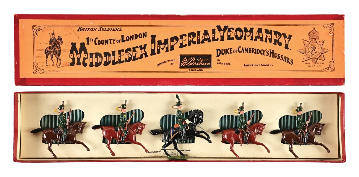 W. BRITAINS 1ST COUNTY OF LONDON MIDDLESEX IMPERIAL YEOMANRY DUKE OF CAMBRIDGES HUSSARS SET NO. 83 IN BOX