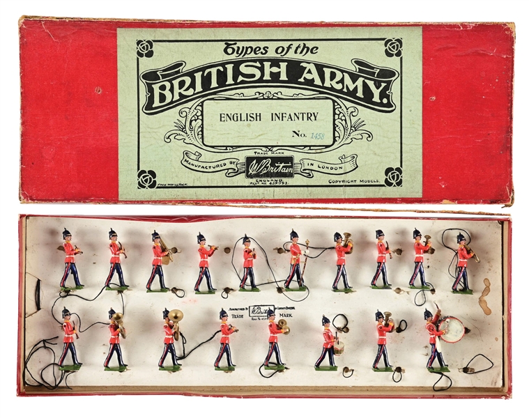 W. BRITAINS NO. 1458 MIDDLESEX BAND OF THE LINE RARE UNLISTED GAMAGES SPECIAL ORDER SET LISTED IN 1938 CATALOG