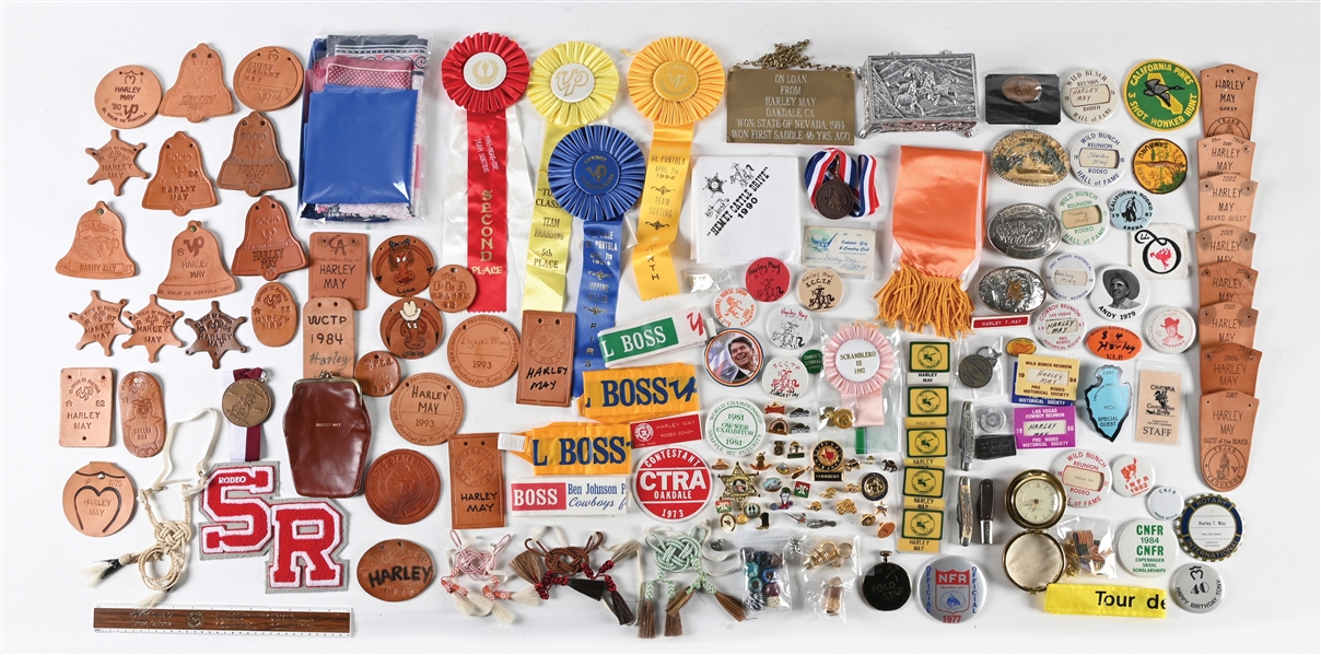 LARGE LOT OF: ASSORTED RODEO PINS AND BADGES