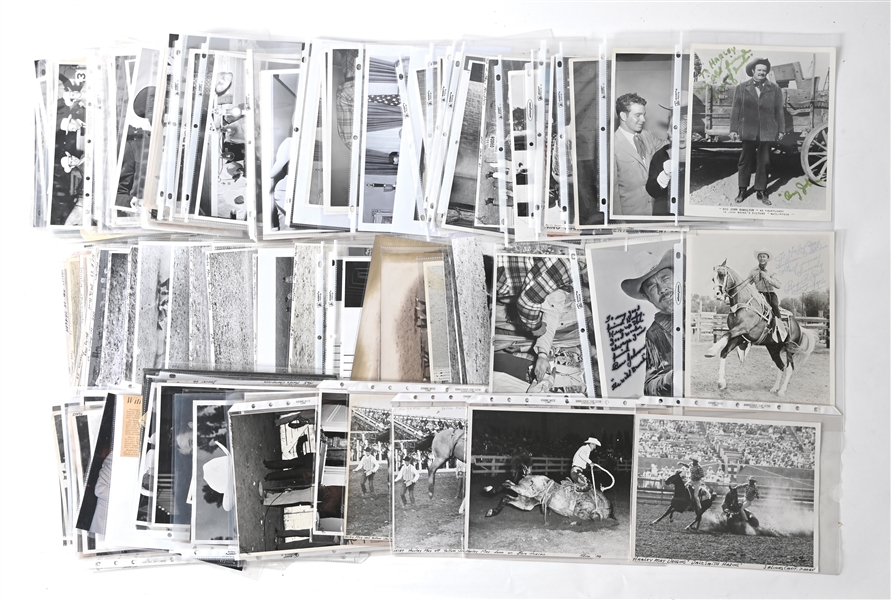 LARGE COLLECTION OF: VINTAGE HARLEY MAY ASSORTED PERSONAL AND BULL WRESTLING PHOTOS
