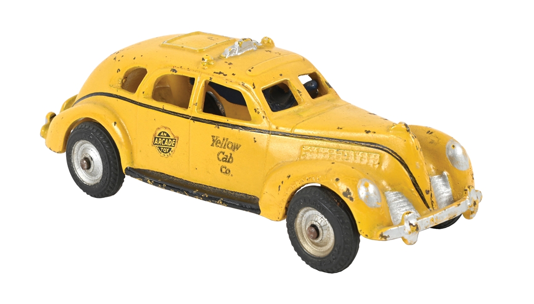 ARCADE MFG. CO., CAST IRON YELLOW TAXI CAB CAR