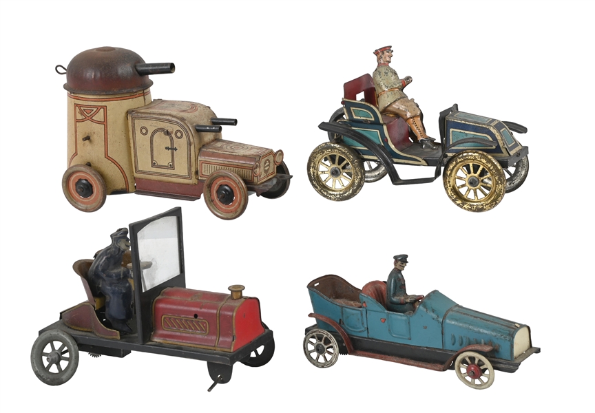 LOT OF 4: ASSORTED GERMAN TIN TOY VEHICLES