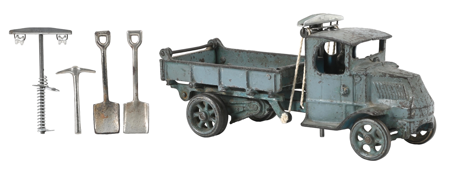 ARCADE MFG. CO. CAST IRON MACK T-BAR DUMP TRUCK WITH TOOLS