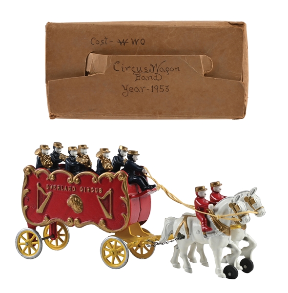 KENTON HARDWARE CO. “OVERLAND CIRCUS” CAST-IRON BAND WAGON WITH ORIGINAL BOX