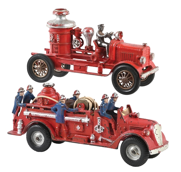 LOT OF 2: HUBLEY AND ARCADE CAST IRON FIRE TRUCKS