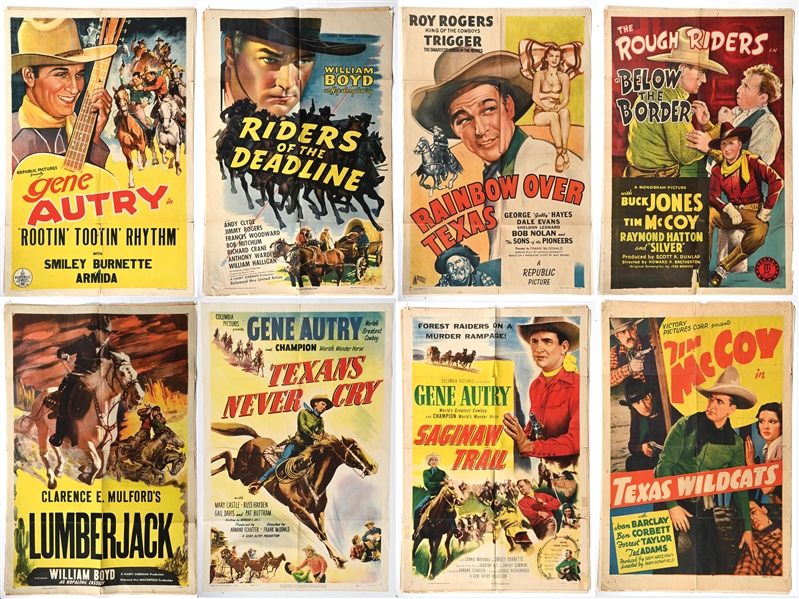 LOT OF 8: FOLDED WESTERN MOVIE POSTERS