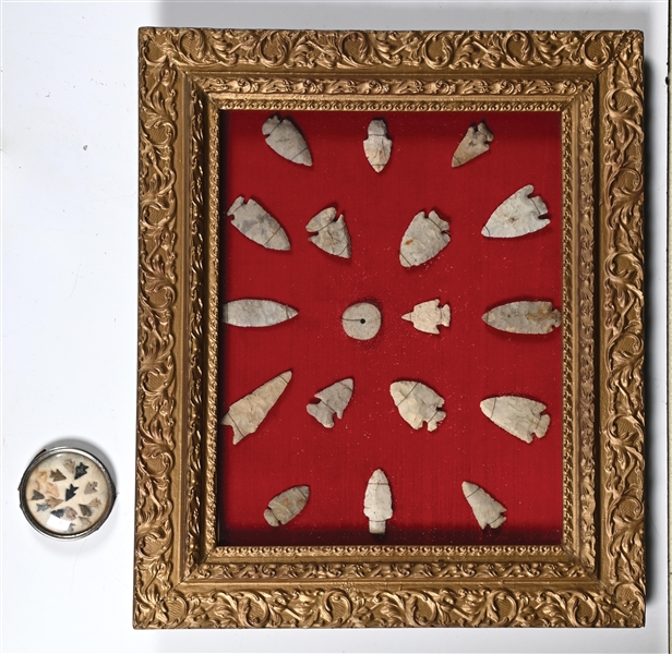 COLLECTION OF 33: ARROW HEADS IN TWO DISPLAYS