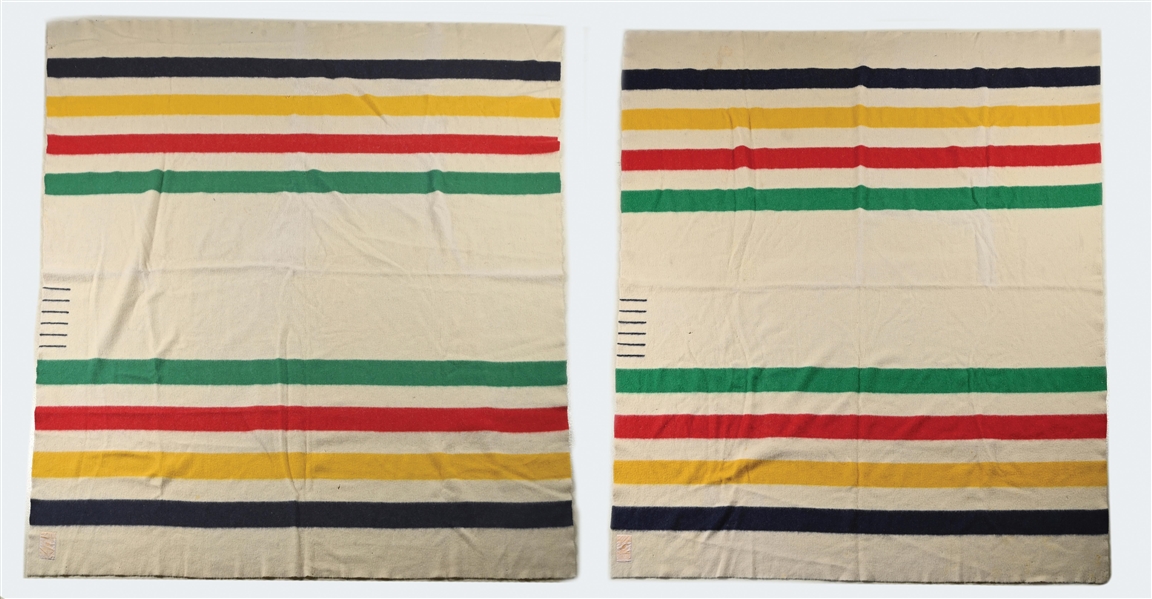 LOT OF 2: HUDSONS BAY 6-POINT STRIPED WOOL BLANKETS