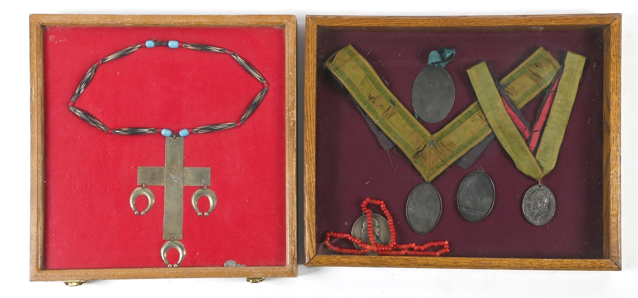 LOT OF 2: REPRODUCTION TRADE SILVER & PEACE MEDALS