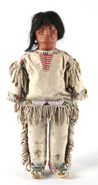 SIOUX (LAKOTA) LARGE DOLL WITH CERAMIC HEAD