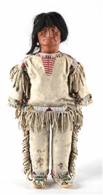 SIOUX (LAKOTA) LARGE DOLL WITH CERAMIC HEAD