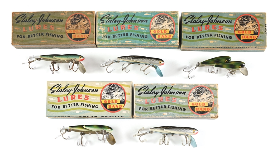 FIVE BOXED STALEY-JOHNSON TWIN-MINNS