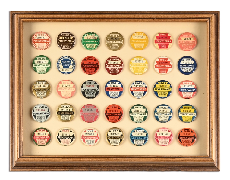 PA FISHING LICENSE BUTTON COLLECTION