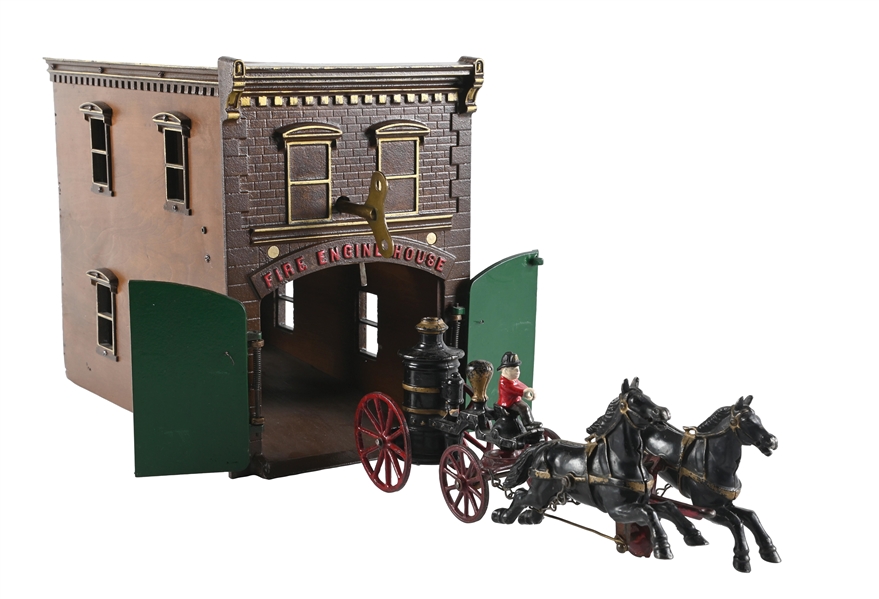 IVES CLOCKWORK FIRE ENGINE HOUSE 