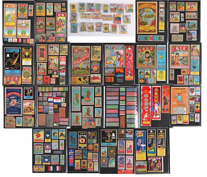 A COLLECTION OF FIREWORKS AND FIREWORKS LABELS