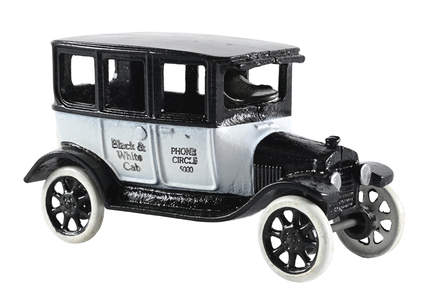 PRINCE MANUFACTURING “BLACK & WHITE CAB” CAST-IRON TOY AUTOMOBILE