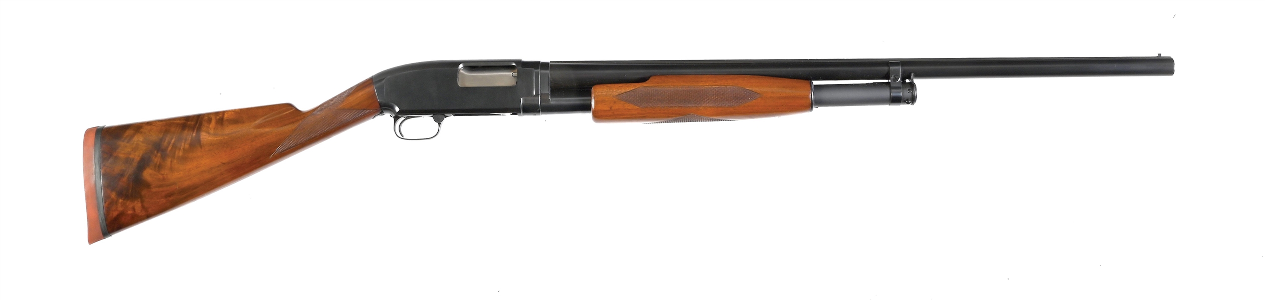 (C) WINCHESTER DELUXE MODEL 12 SLIDE ACTION SHOTGUN.