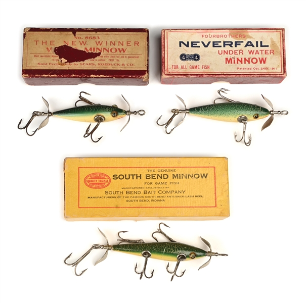THREE GREEN CRACKLEBACK MINNOWS