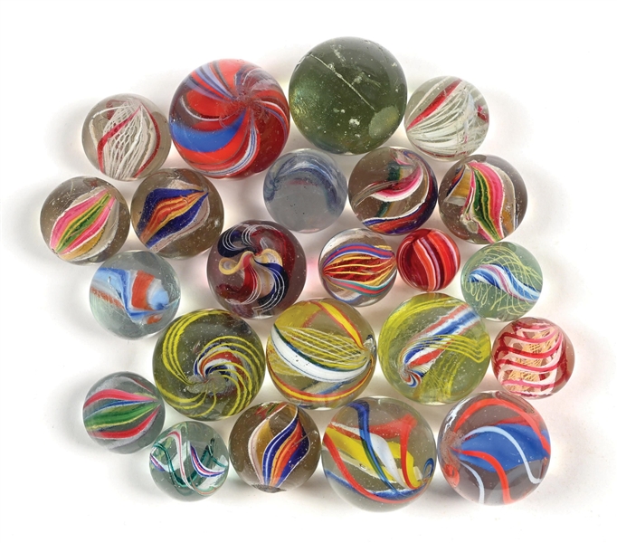 LOT OF 23: HANDMADE MARBLES 