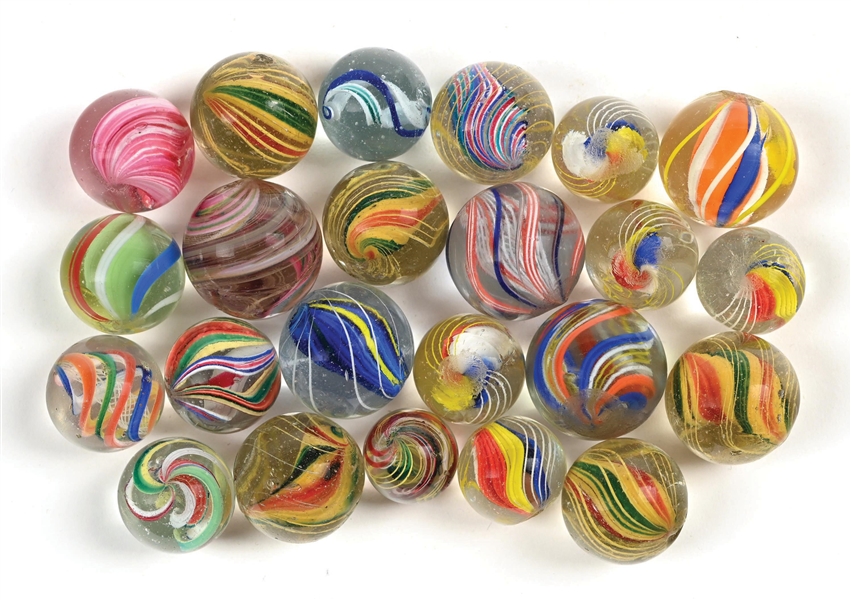 LOT OF 23: ASSORTED SWIRL MARBLES 