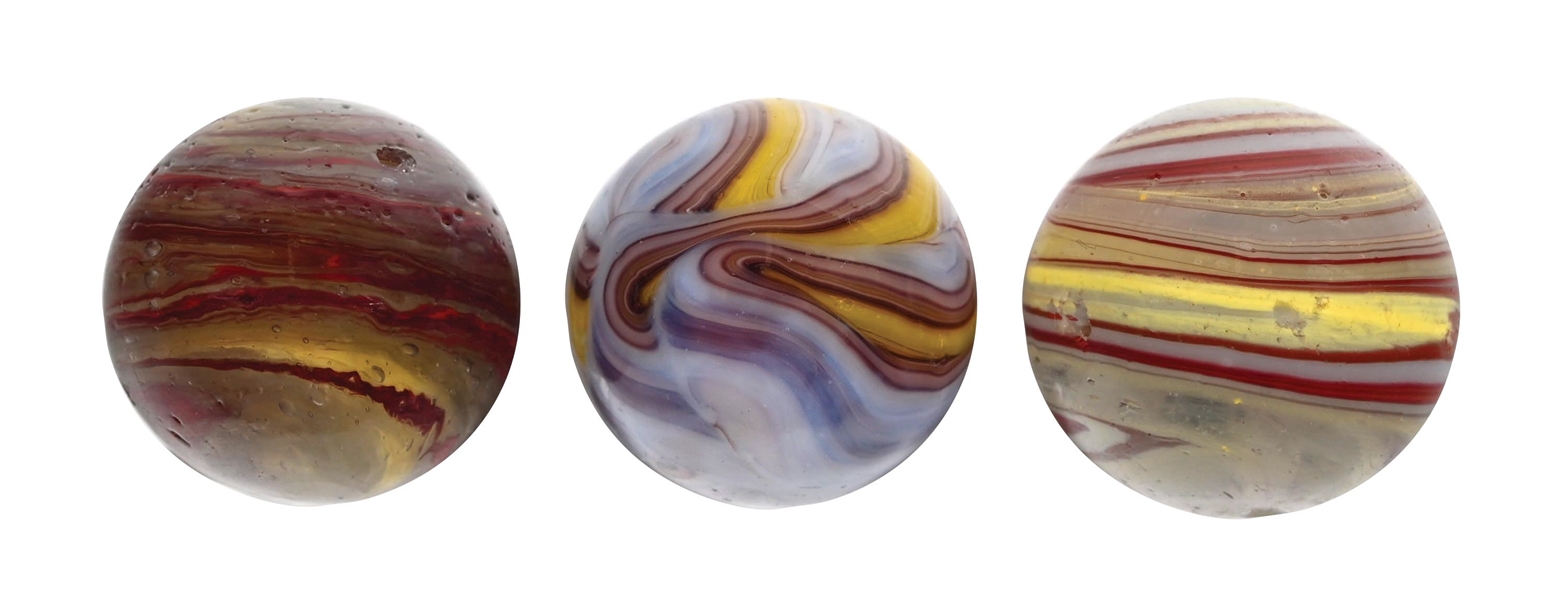 LOT OF 3: TRANSITION MARBLES SWIRL MARBLES 