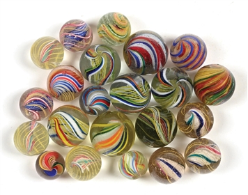 LOT OF 22: ASSORTED SWIRL MARBLES 